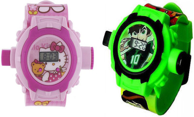 

Mettle Hello kitty & BEN 10 Kids Projector Watch MT-KDW-1701-HK-B10 Watch - For Boys & Girls Watch - For Boys & Girls