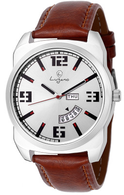 

Lugano LG 1113 Exquisite & Royal Silver Dial Day & Date Watch - For Men