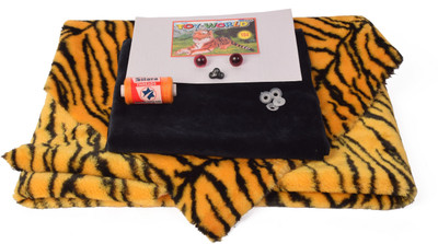 

Vardhman Soft Toys Yellow Tiger Making Kit Includes Fur Cloth , Acrylic Cloth, 2 Eyes 1 Nose , Needle Set, Reel, Draft For Making Tiger