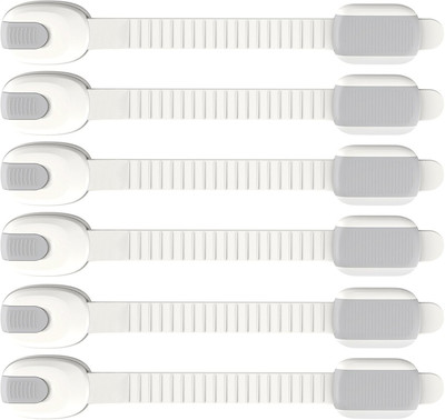 

babycorner Baby Safety Locks Latch Child Safety Cabinet Locks Latches for Cabinet Drawers Appliances Toilet Seat Fridge and Oven Adjustable Strap and Latch System (8 Pack)(Grey)