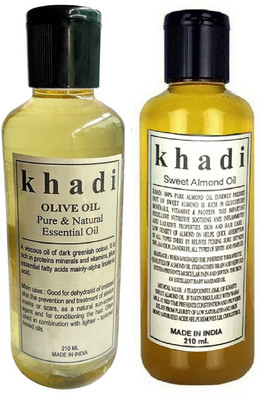 

Khadi Herbal Combo Oil: Olive & Sweet Almond Oil (Pack of2) 420 ML(420 ml)