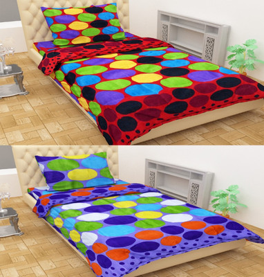 Shreejee 120 TC Polycotton Single Printed Flat Bedsheet(Pack of 4, Multiclor)