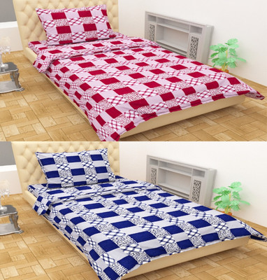 shiv textiles 120 TC Polycotton Single Printed Flat Bedsheet(Pack of 4, Multiclor)