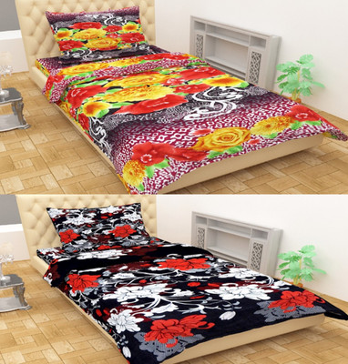 Shreejee 120 TC Polycotton Single Printed Flat Bedsheet(Pack of 4, Multiclor)