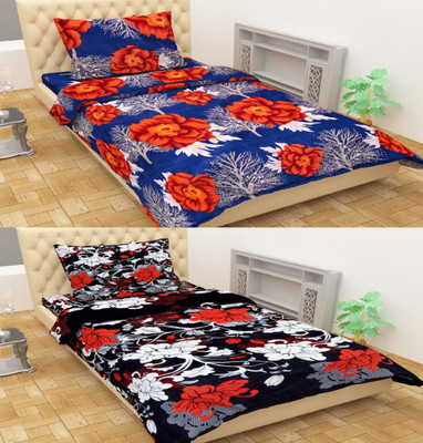 Shreejee 120 TC Polycotton Single Printed Flat Bedsheet(Pack of 4, Multiclor)