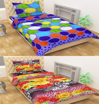 shiv textiles 120 TC Polycotton Single Printed Flat Bedsheet(Pack of 4, Multiclor)