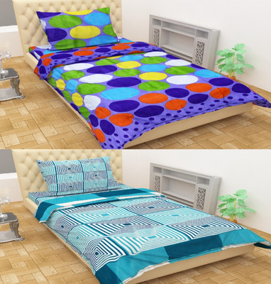 Shreejee 120 TC Polycotton Single Printed Flat Bedsheet(Pack of 4, Multiclor)