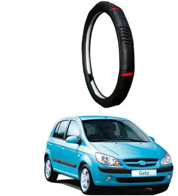 AUTO PEARL Steering Cover For Hyundai Getz(Diamond Black Red, Leatherite)