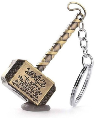 

SCORIA metal marvel Thor Hammer Locking Key Chain(Gold)