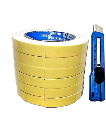 SelectionWorld Double Sided Handheld Manual Double Sided 15 MM Foam Tapes (Set Of 6, With Paper Knife) (Manual)(Set of 6, Yellow)