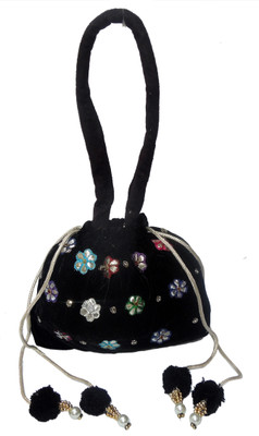 

Spice Art Designer Black Embroidered Evening Potli Potli(Black)