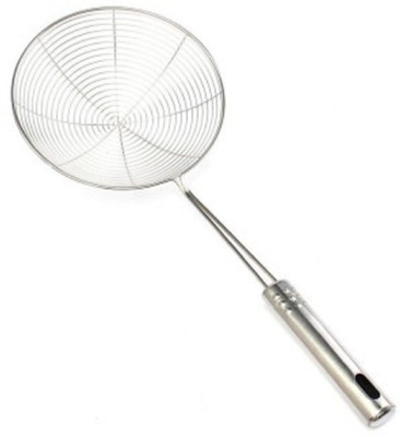 KUBER INDUSTRIES Deep Fry/Mesh Strainer/Jhara/Puri Strainer set of 1 Pcs (20 Cm) Code-STJ12 Strainer(Silver)