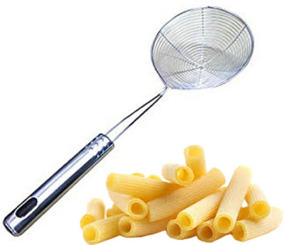 KUBER INDUSTRIES Deep Fry/Mesh Strainer/Jhara/Puri Strainer set of 1 Pcs (18 Cm) Code-STJ03 Strainer(Silver)
