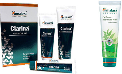 

Himalaya Purifying Neem Face Wash, Clarina Anti Acne Kit(Set of 2)