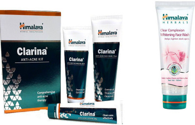 

Himalaya Clarina Anti Acne Kit, Clear Complexion Whitening Face Wash(Set of 2)