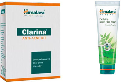 

Himalaya Purifying Neem Face Wash, Clarina Anti Acne Kit(Set of 2)