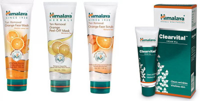 

Himalaya Tan Removal Orange Face Wash, Tan Removal Orange Peel Off Mask, Tan Removal Orange Face Scrub, clearvital face cream(Set of 4)