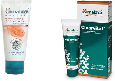 

Himalaya gentle exfoliating apricot face scrub, clearvital face cream(Set of 2)