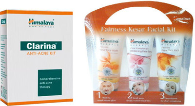 

Himalaya Clarina Anti Acne Kit, Fairness Kesar Facial Kit(Set of 2)