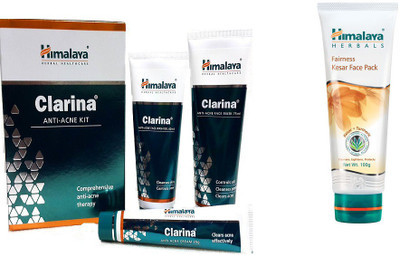 

Himalaya Clarina Anti Acne Kit, Fairness Kesar Face Pack(Set of 2)