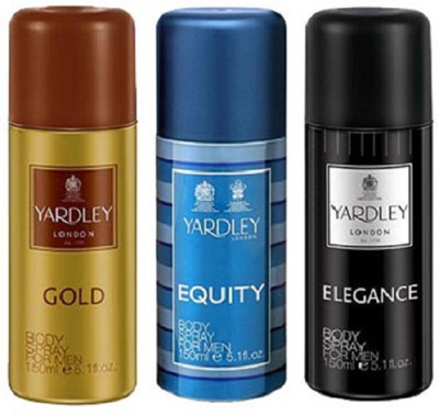 

yardely deodrants cobo gold,equity,elegance Deodorant Spray - For Men & Women(450 ml, Pack of 3)