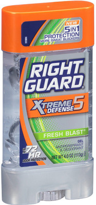 

Right Guard Xtreme Defense 5 Fresh Blast Gel, Antiperspiramt & Deodorant - 113g (4.0oz) Deodorant Gel - For Men & Women(113 g)
