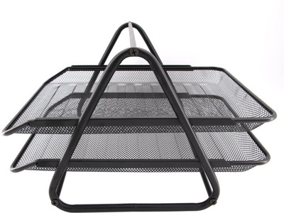

PINZO 2 Compartments Metal Letter, File Folder Organizer(Black)