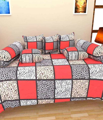 manvicreations Cotton Checkered Diwan Set(Multicolor)