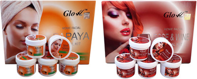 

Glow Right (PAPAYA FACIAL KIT 250g + ROSE & WINE FACIAL KIT 250g) 500 g(Set of 5)