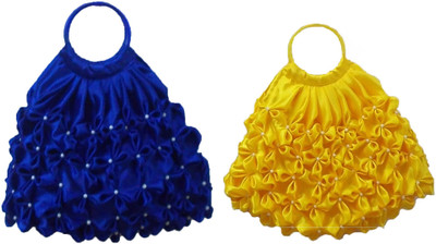 

Rosy Hand-held Bag(Yellow, Blue), Blue;yellow