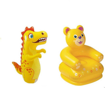 

K T BROTHERS 3 FEET INFLATABLE HIT ME DRAGON AND 2.5 FEET INFLATABLE TEDDY CHAIR Inflatable Bouncer, Sofa/ Chair(Multicolor)
