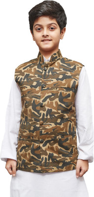 

JBN Creation Sleeveless Printed Baby Boys Jacket, Dark green