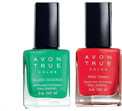 

Avon Anew Satin Matte Finish Nail Enamel Island Goddess-Miss Drama(Pack of 2)