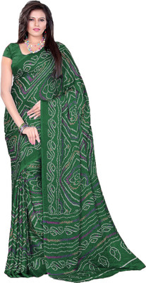 

Aaradhya Fashion Printed Bandhani Handloom Crepe Saree(Green)
