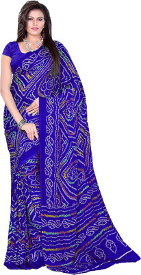 

Aaradhya Fashion Printed Bandhani Handloom Crepe Saree(Blue)