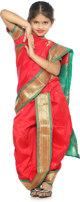 Bhartiya Paridhan Embellished Paithani Art Silk Saree(Red) available at flipkart for Rs.999