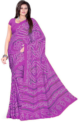 

Aaradhya Fashion Printed Bandhani Handloom Crepe Saree(Purple), Dark magenta