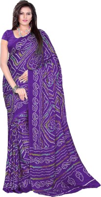 

Aaradhya Fashion Printed Bandhani Handloom Crepe Saree(Purple)