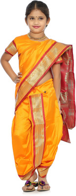 Bhartiya Paridhan Embellished Paithani Art Silk Saree(Orange) available at flipkart for Rs.999