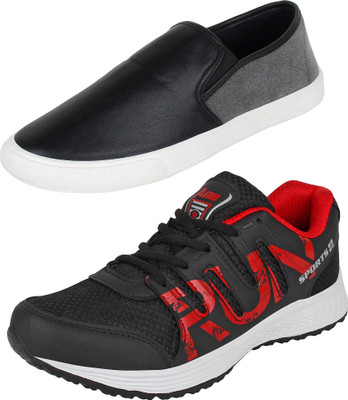 

Aero 02 Pair Combo AMG Performance Running and Canvas Sneakers For Men(Black, Red, Black, Grey