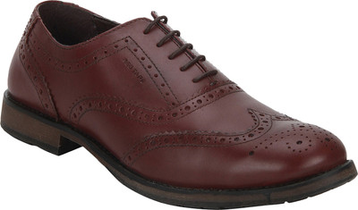 Red Tape Genuine Leather Brogue Oxford For Men(Brown, Bordo