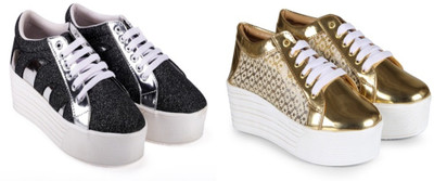 

BELLA TOES Combo of 2 casual shoe Casuals For Women(Grey, Gold