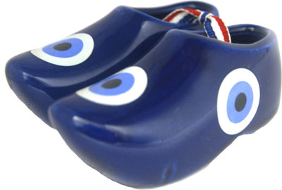 

DivyaMantra Feng Shui Ceramic Good Luck Evil Eye Cure Baby Shoes For Protection and Prosperity Decorative Showpiece - 4 cm(Ceramic, Blue)