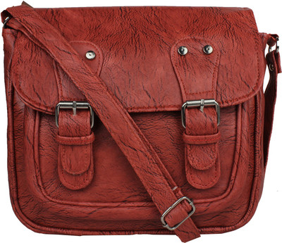 

amozz Girls Casual Maroon PU, Cotton Sling Bag