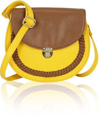 

Kleio Women Casual Yellow Leatherette Sling Bag