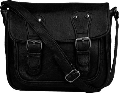 

amozz Girls Casual Black PU, Cotton Sling Bag