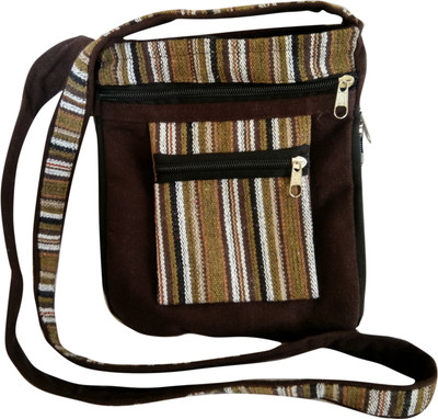 

GIFTINGTREE Boys & Girls Casual Brown Cotton Sling Bag