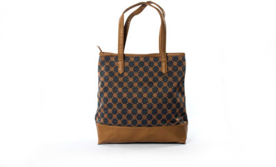 

Dhurrie Store Women Grey, Brown PU, Cotton Tote, Brown;grey
