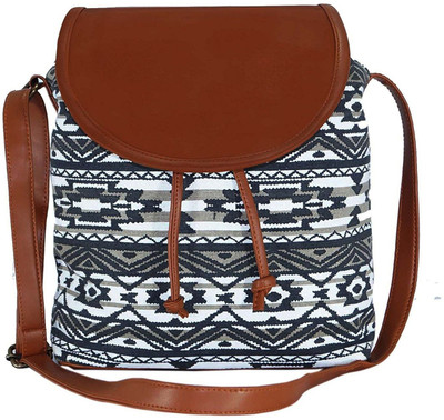 

Suprino Women Casual Blue, White Cotton, Canvas Sling Bag