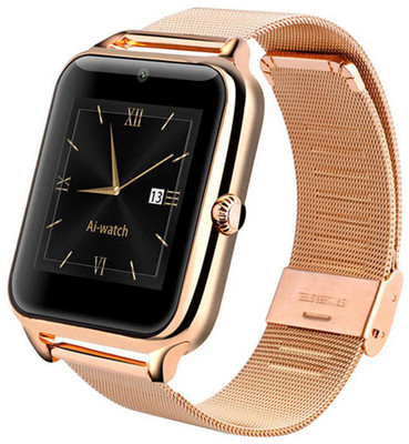 

Macron Bluetooth Touch Screen for Android and IOS Z60 Gold Gold Smartwatch(Gold Strap Free Size)